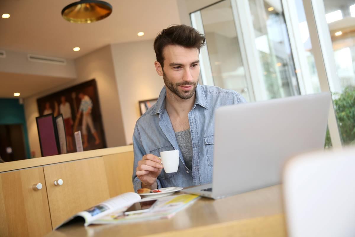 Man working on laptop